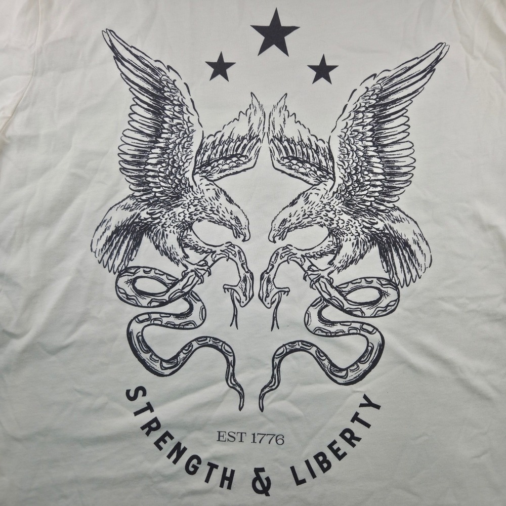 C-Line Strength & Liberty Graphic Tee Mens XL Cream Short Sleeve Americana Shirt